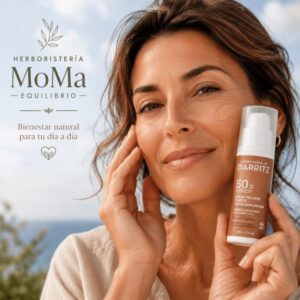 protector solar facial con color dorado